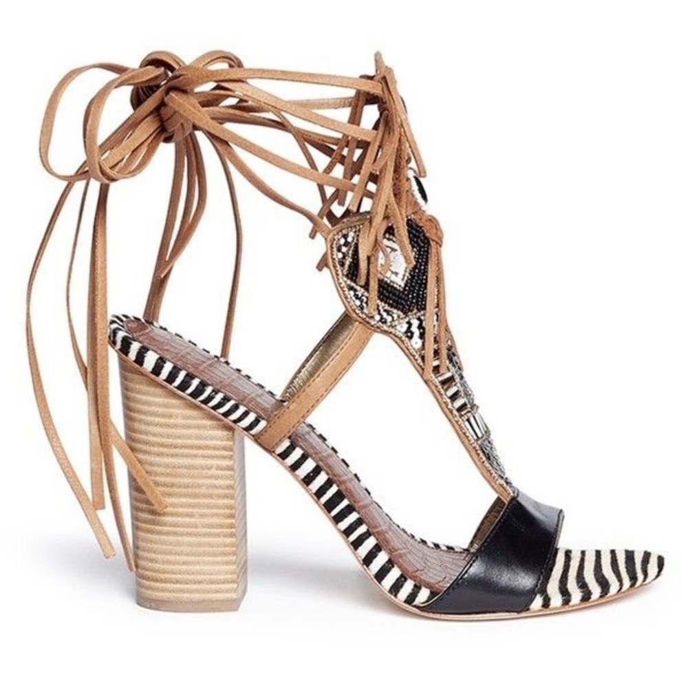 Animal print and beaded Sam Edelman heeled shoe